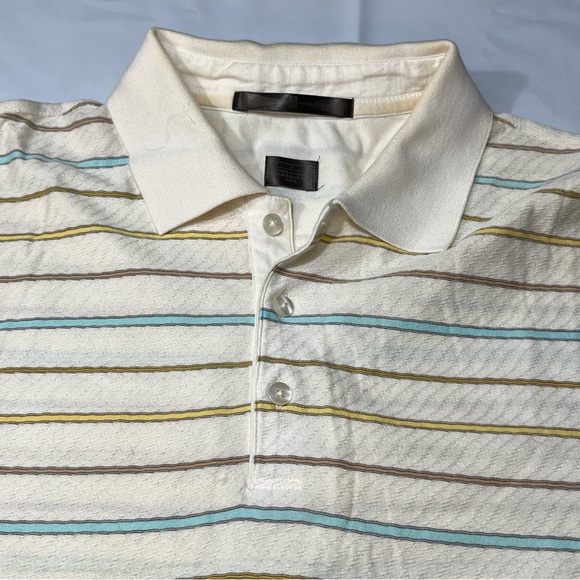 Tiger Woods Golf POLO Shirt beige Tan Blue Horizontal Striped Cotton mens
Medium - Picture 14 of 16